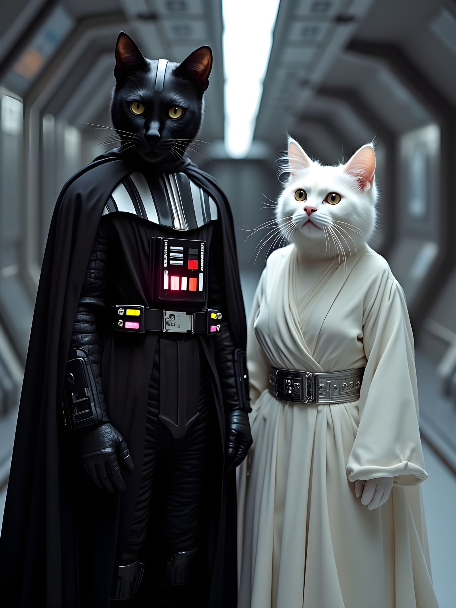 Cats as Star Wars Characters in Sci-Fi Setting