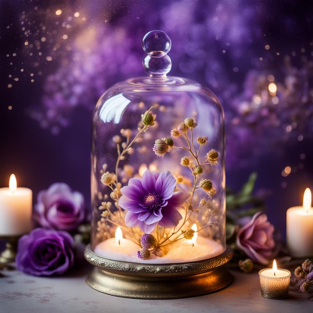 Enchanted Flower in Glass Bell Jar