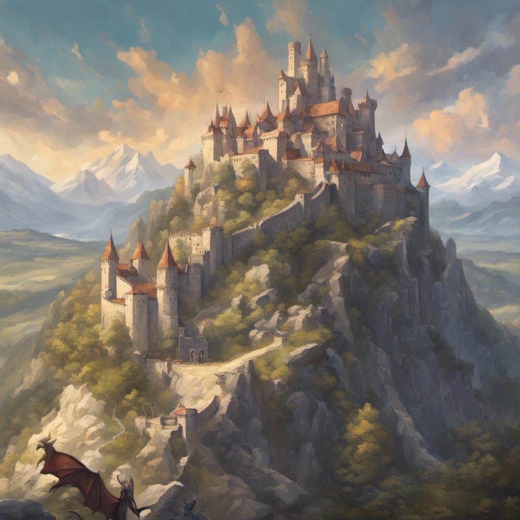 Mountains in the medieval times, beautiful landscape, castle...