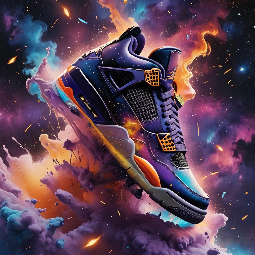 Air Jordan 4 Shoe in Exploding Galaxy