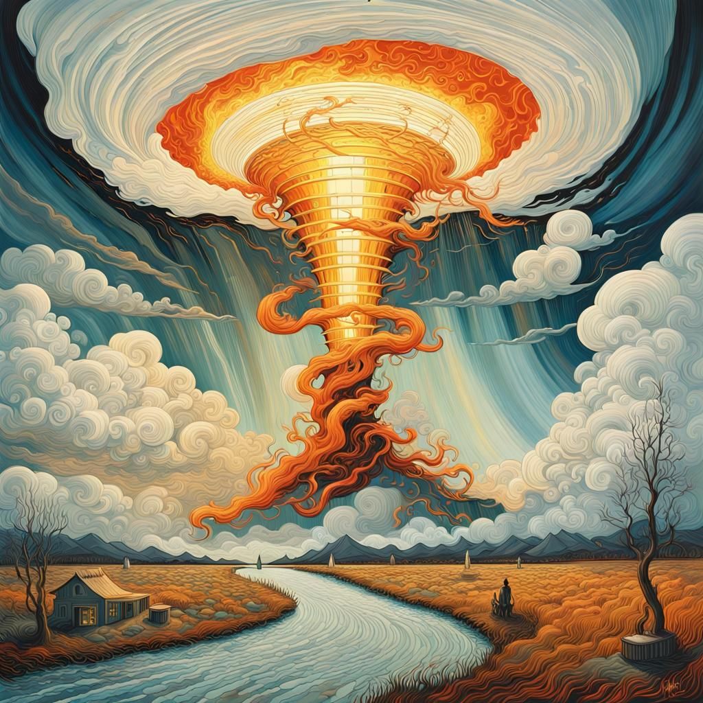 Fire and Ice Tornado in Hyperboloid World