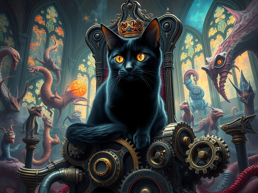 Steampunk Feline Monarch Reigns Supreme
