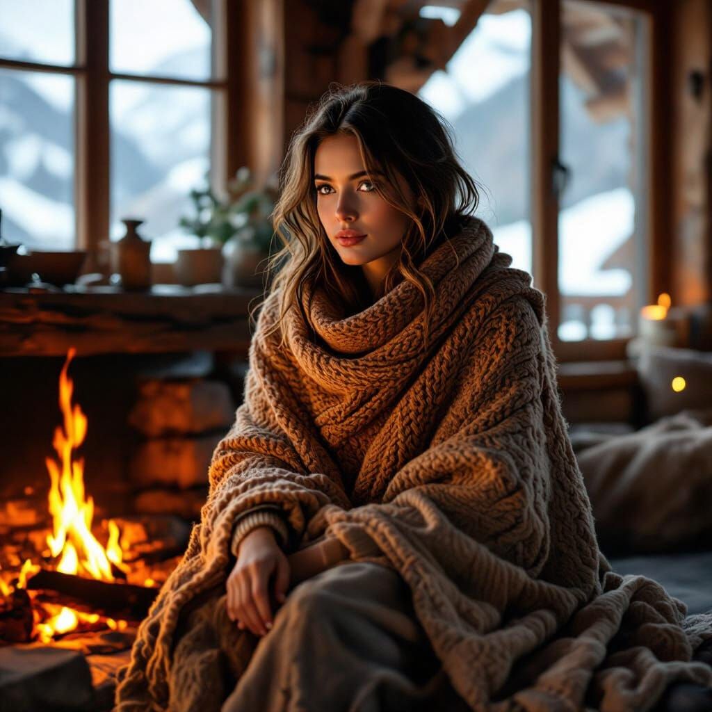 Alpine Chalet Scene in Hyperrealistic Style