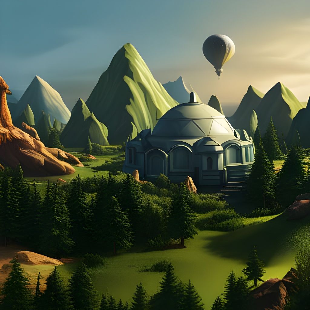 Alien Village Amidst Forest on Exoplanet