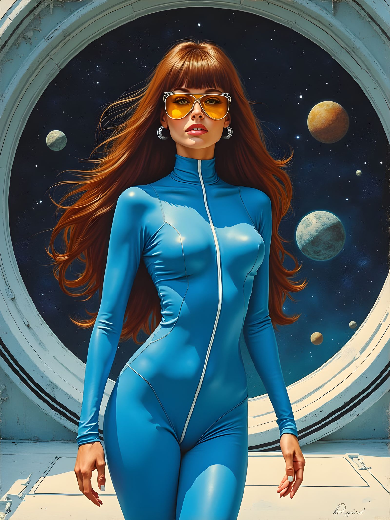 Raquel Welch as 1960s Space Girl in Brutalist Style