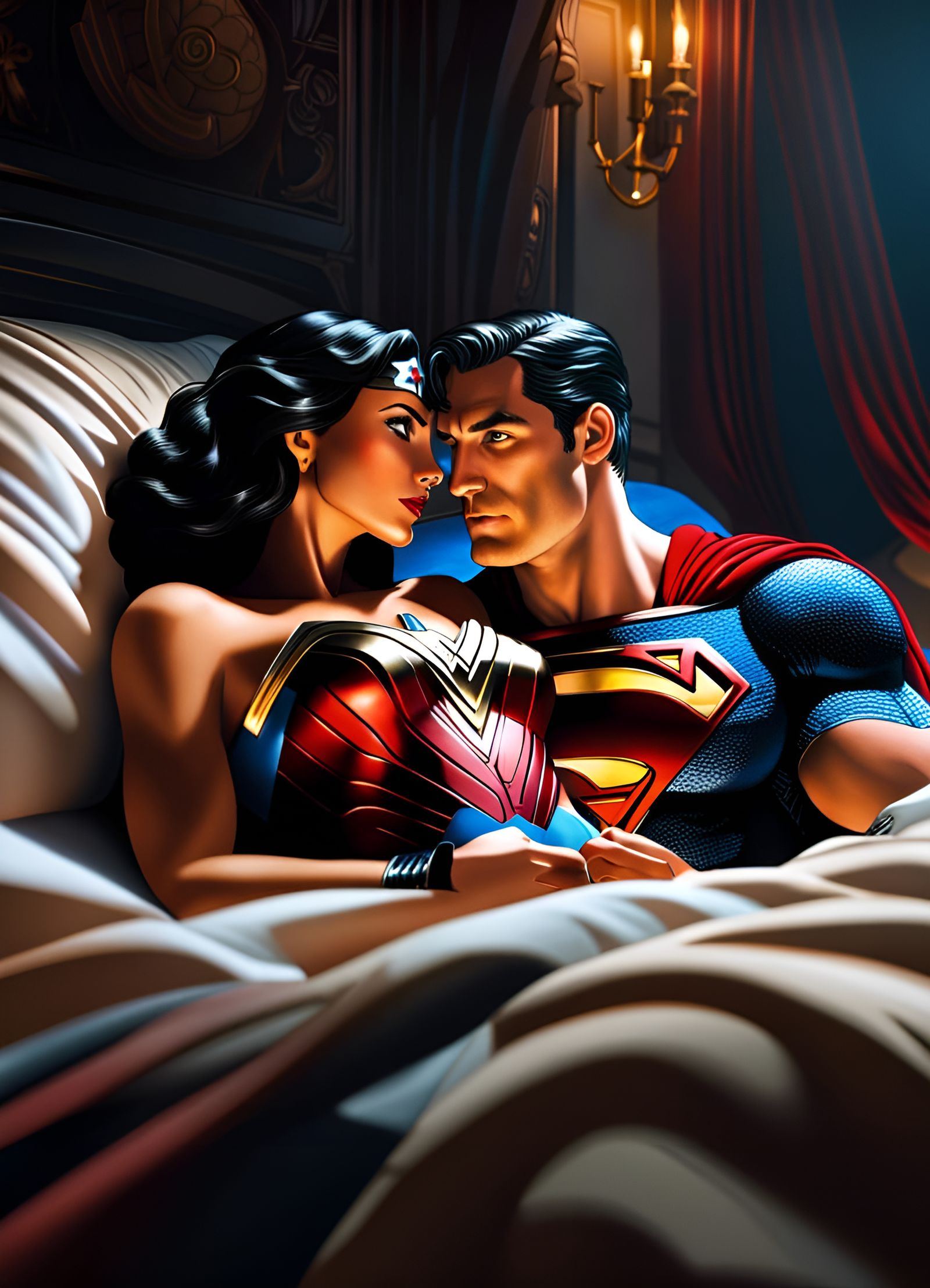 Superman and Wonder Woman: Intimate Justice League Portrait