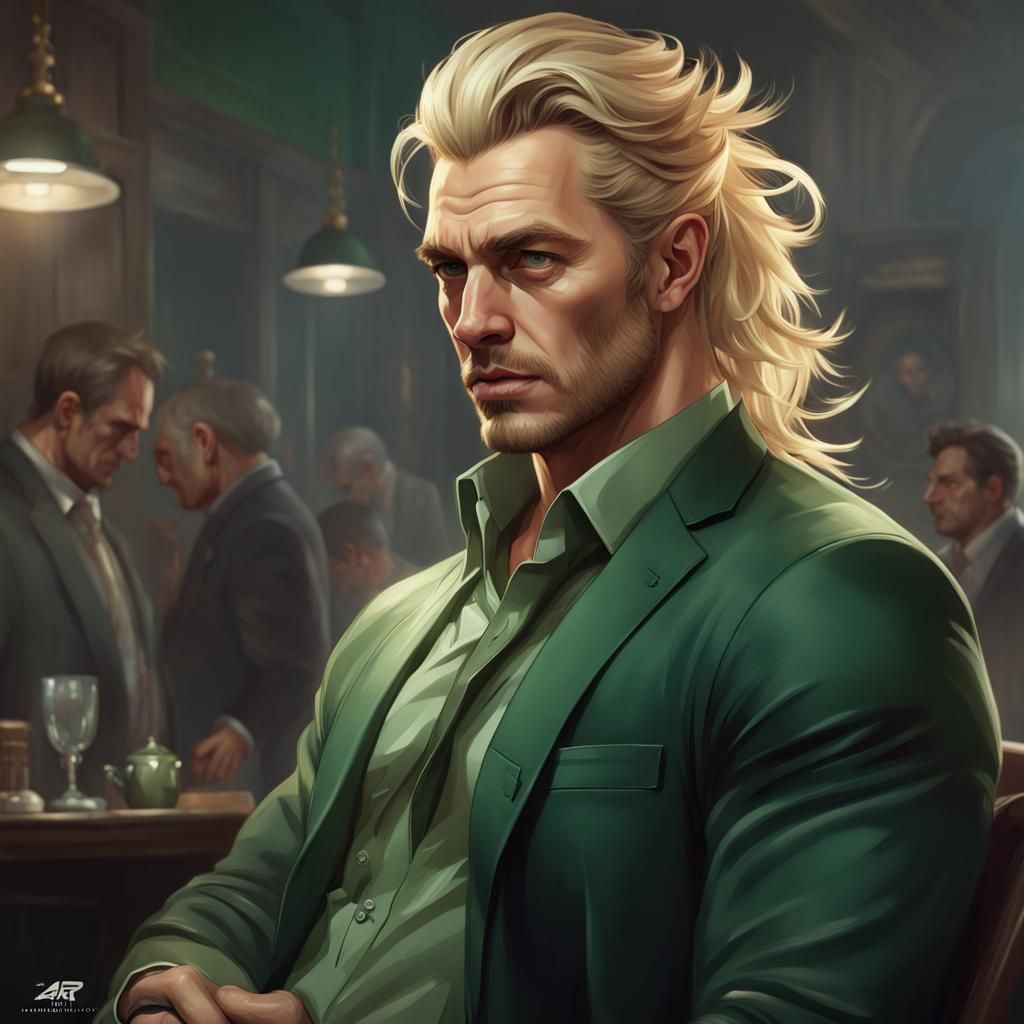 Irish Gangster Portrait in Hyperdetailed Art Nouveau Style