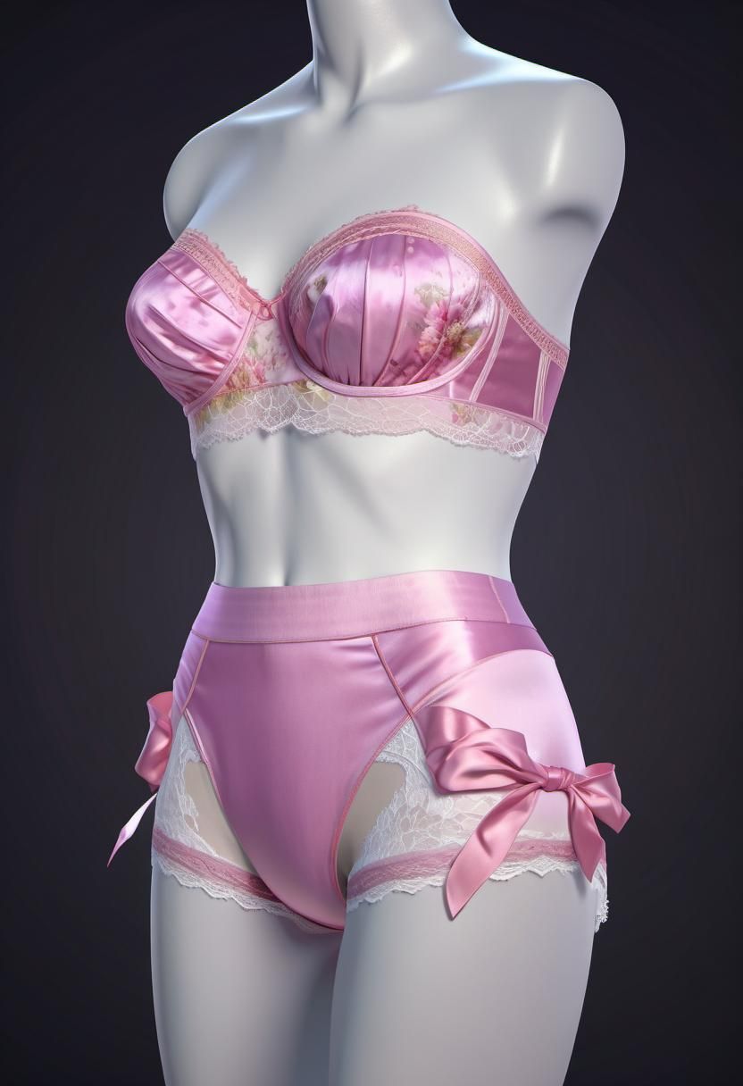 Pink Silk Lingerie in Hyperdetailed Portrait