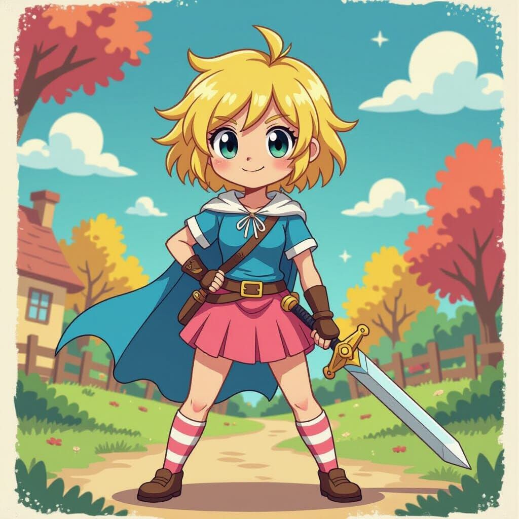Fionna the Human Ready for Adventure in Anime Style