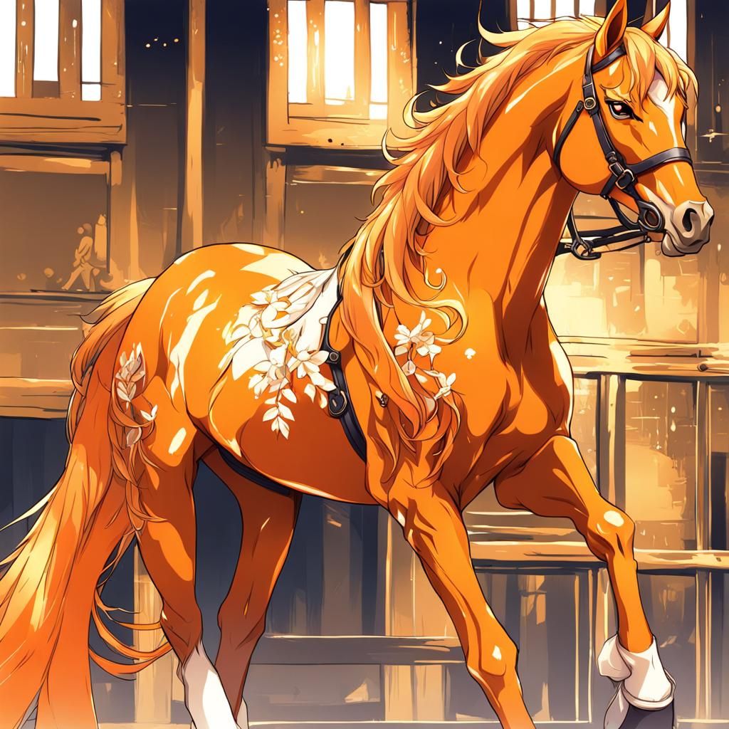 Orange Horse in Anime Style