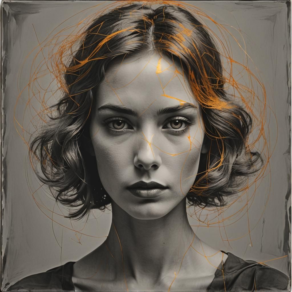 Minimalist Charcoal Portrait of a Young Woman