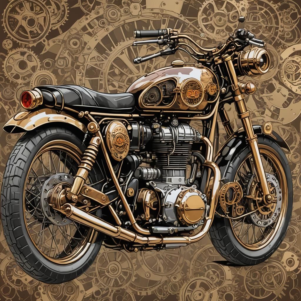 Pop Art Steampunk Royal Enfield Engine