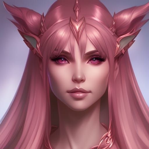 Detailed Portrait of a Pink Elf-Fox Hybrid