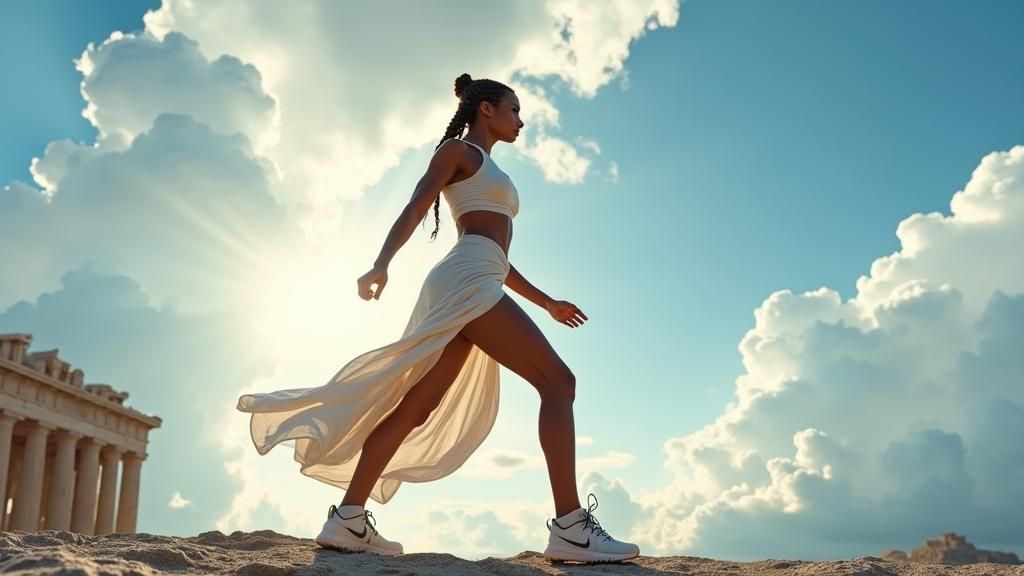 Greek Goddess in Nike Shoes: Digital Matte Painting