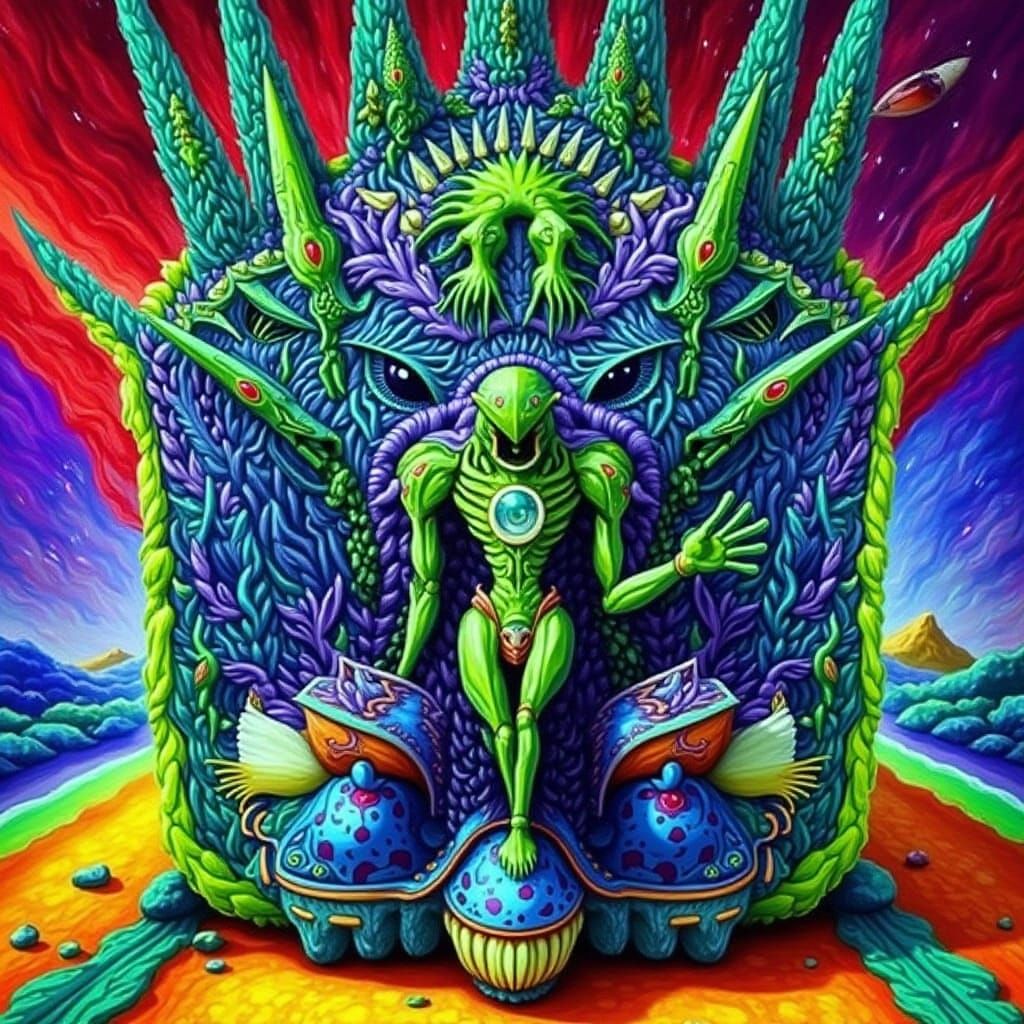 Vibrant Swirling Colors in a Futuristic Surreal Landscape