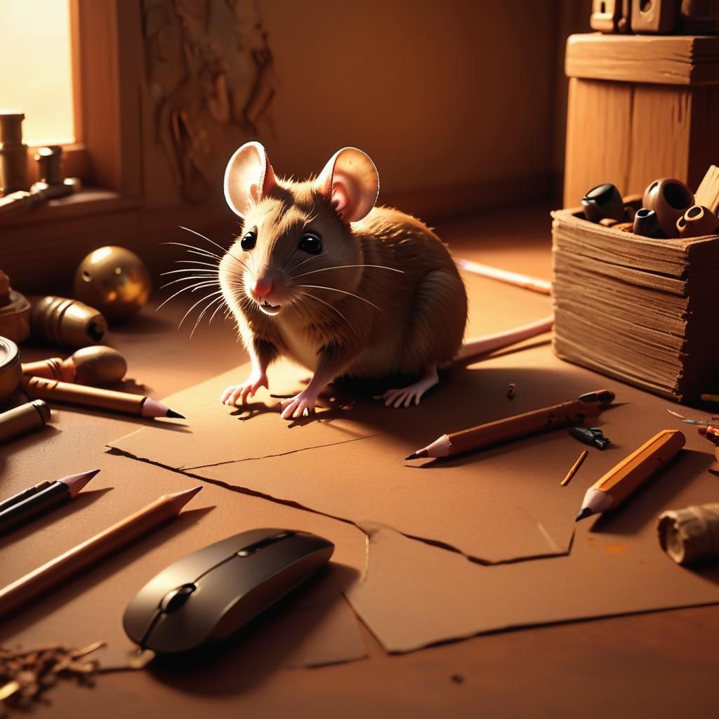 Mouse in Brown Room: Pixar-Inspired Fantasy Concept Art
