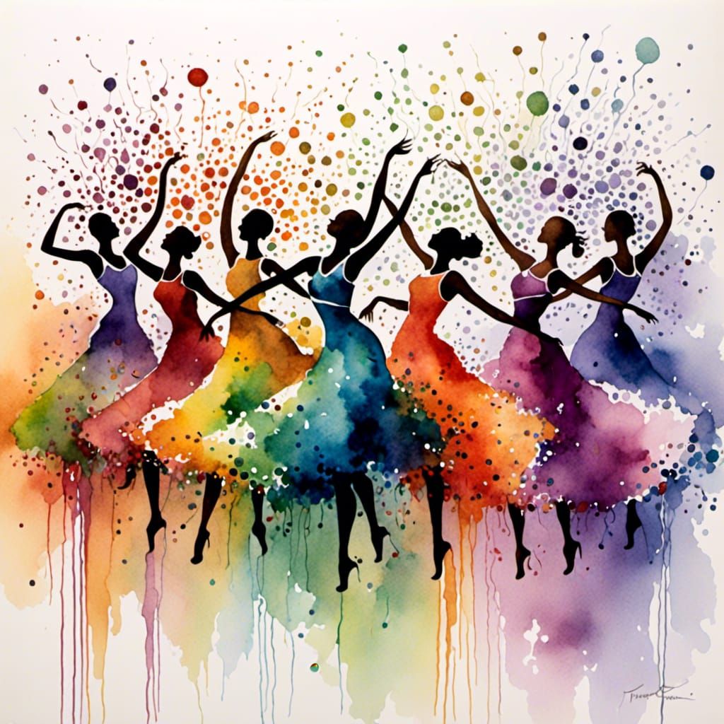 Watercolor Dancers in Motion