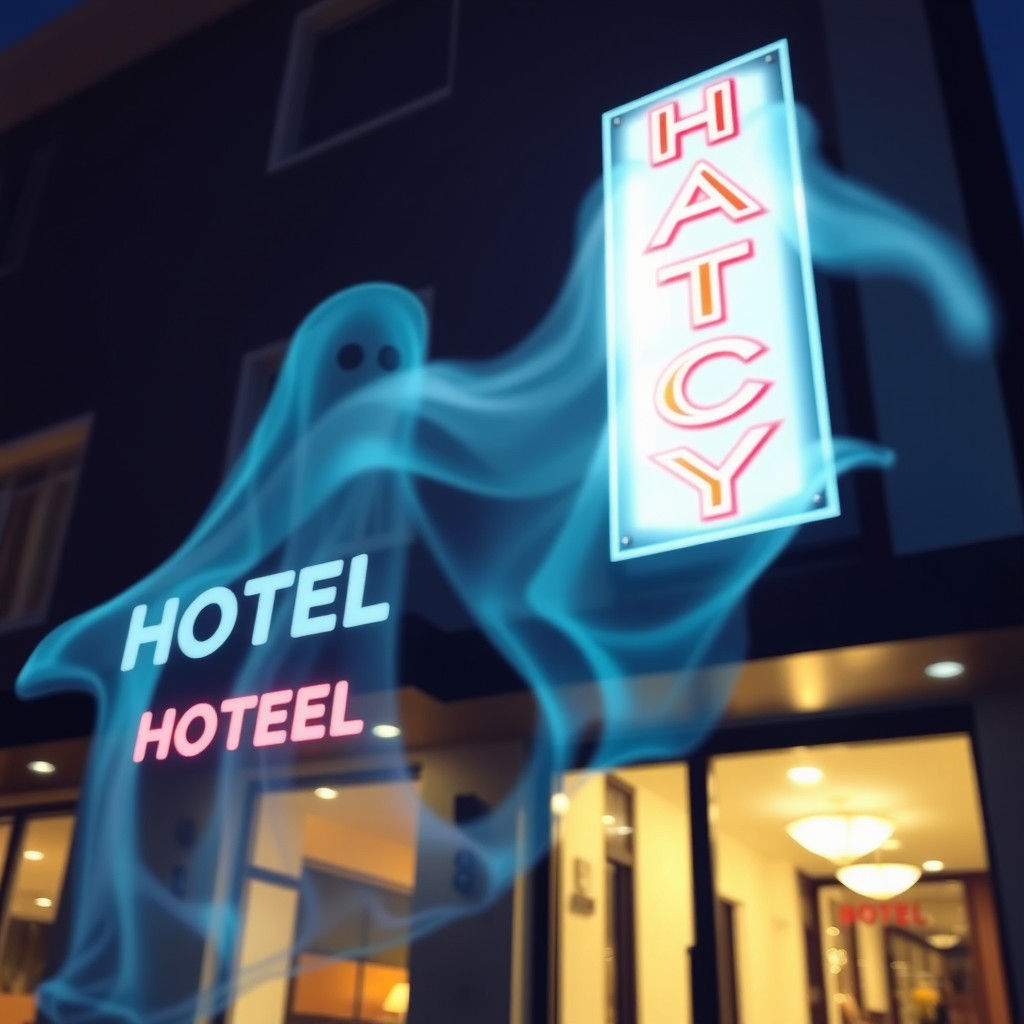 Ethereal Figure Floating Near Hotel Entrance