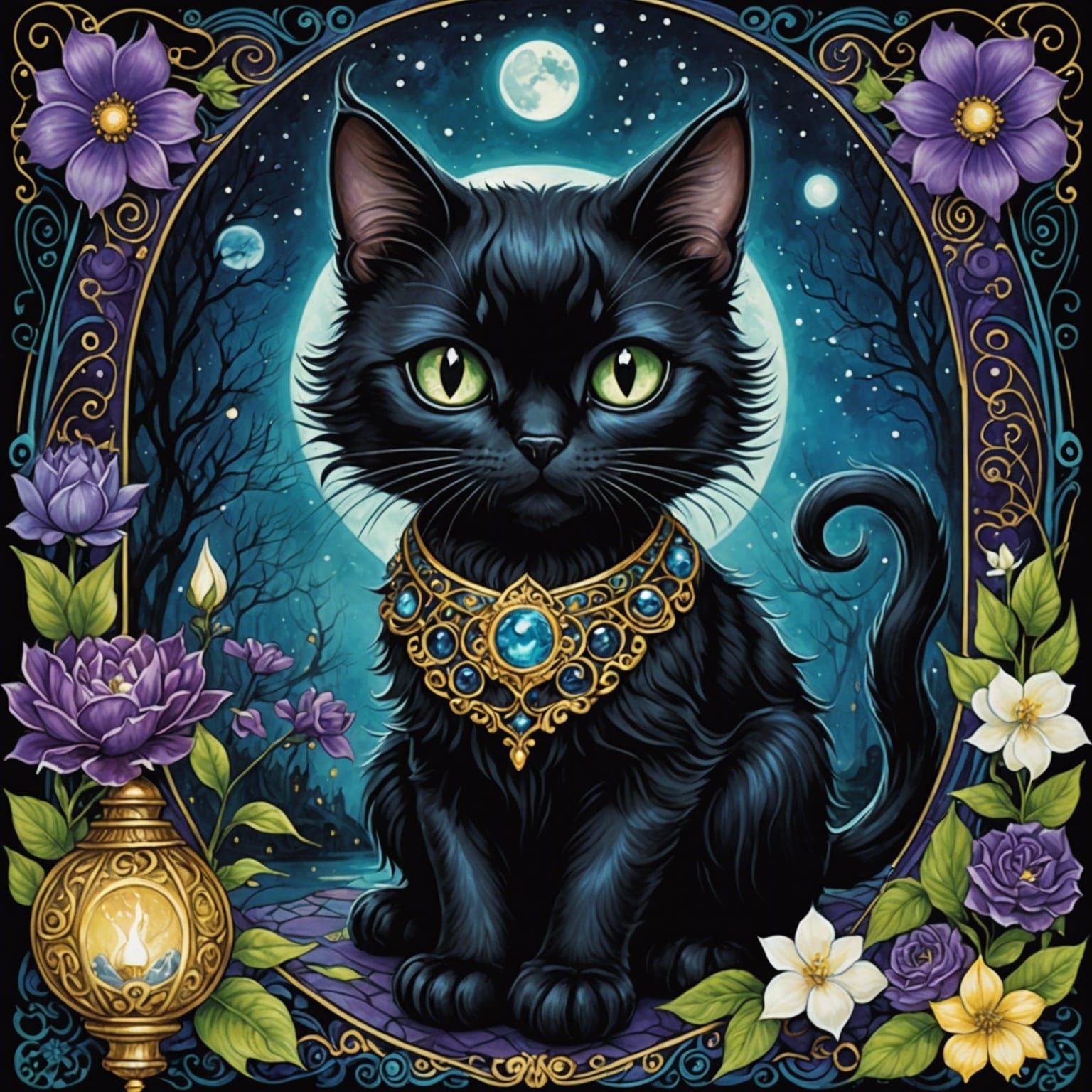 Midnight Cat Psychic Comic Art