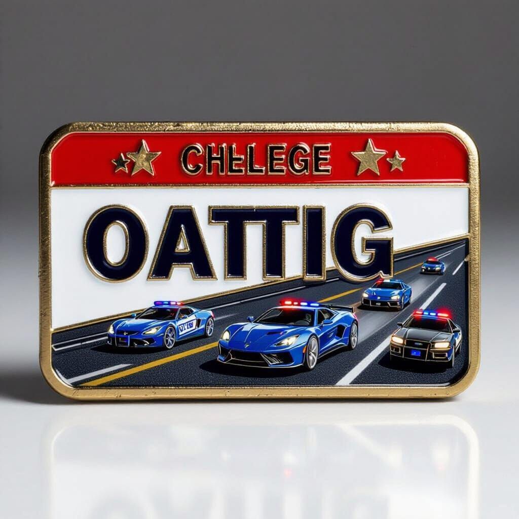 Police Challenge Coin with Highway Chase, Photo-Realistic St...