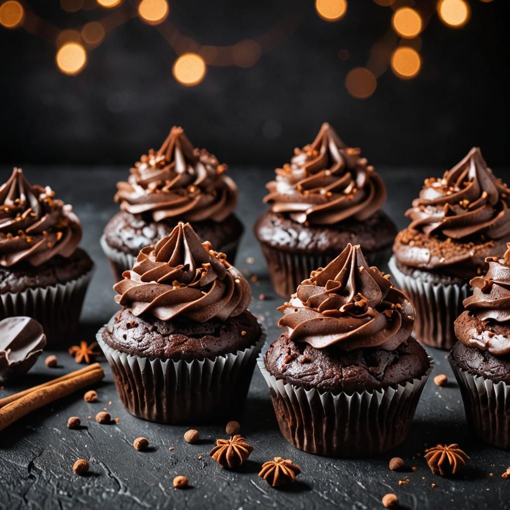 chocolate cupcakes, chocolate, cinnamon,