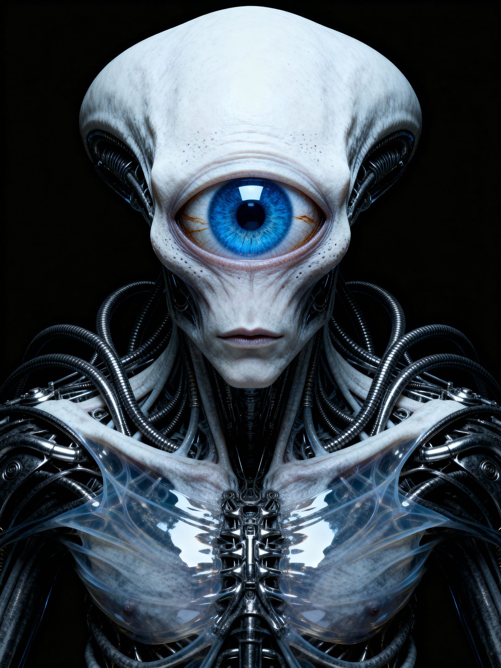 Alien Entity with Single Blue Iris Eye