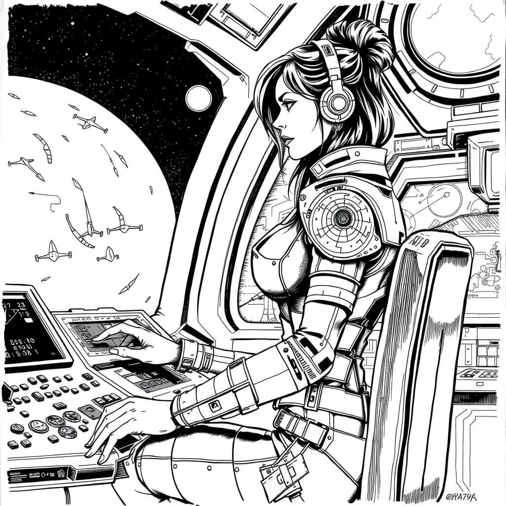 Cyberpunk Space Goddess in Moebius-Inspired Sci-Fi Setting