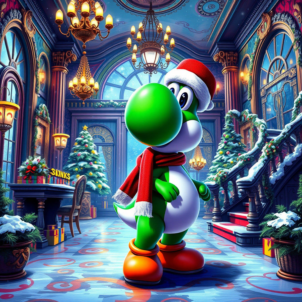 Yoshi in Opulent Super Mario Mansion, Graffiti Art