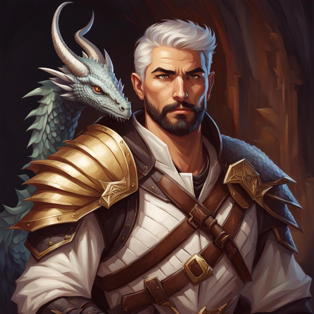 Archer with Dragon Shoulder Companion: D&D Portrait
