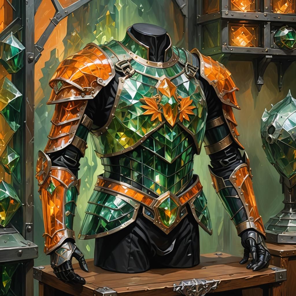 Magical Crystal Armor Chest Piece in Oil Painting