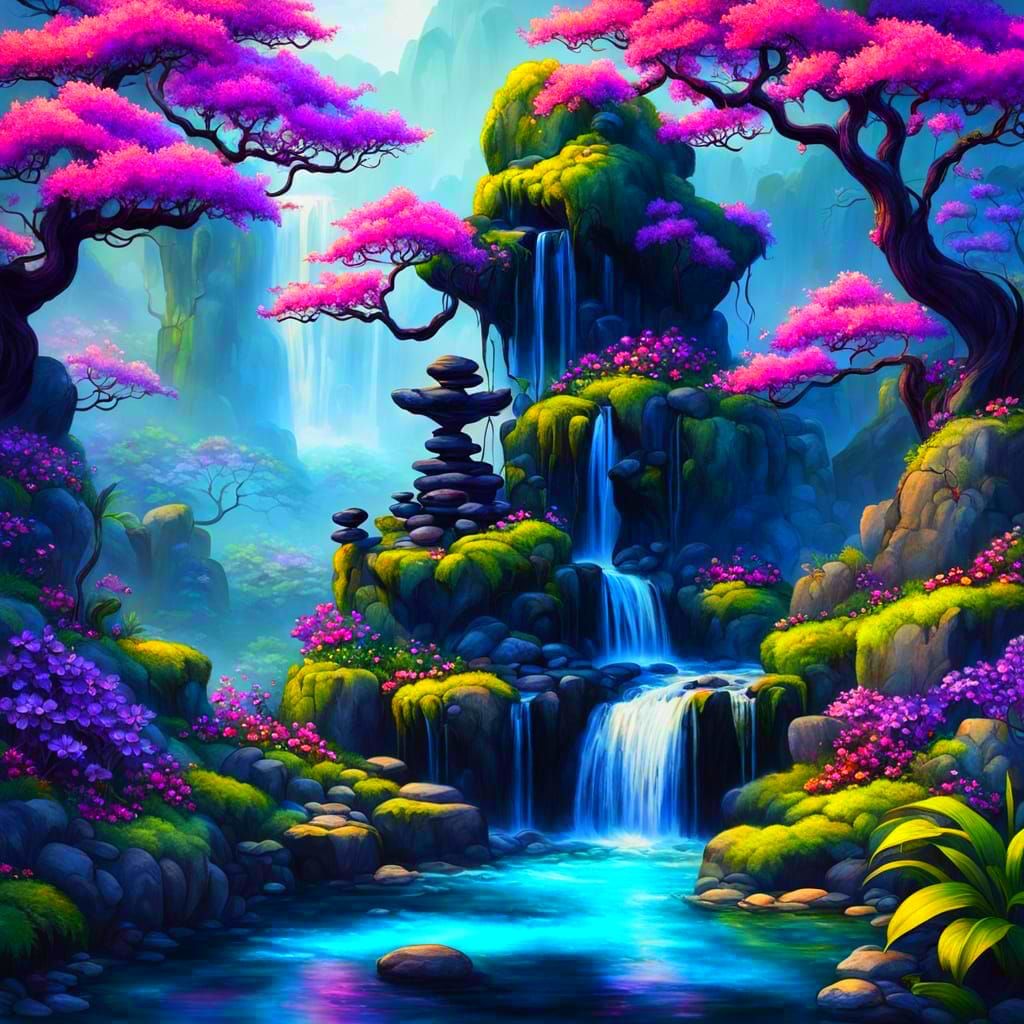 Serene Hidden Oasis in Vibrant Bloom