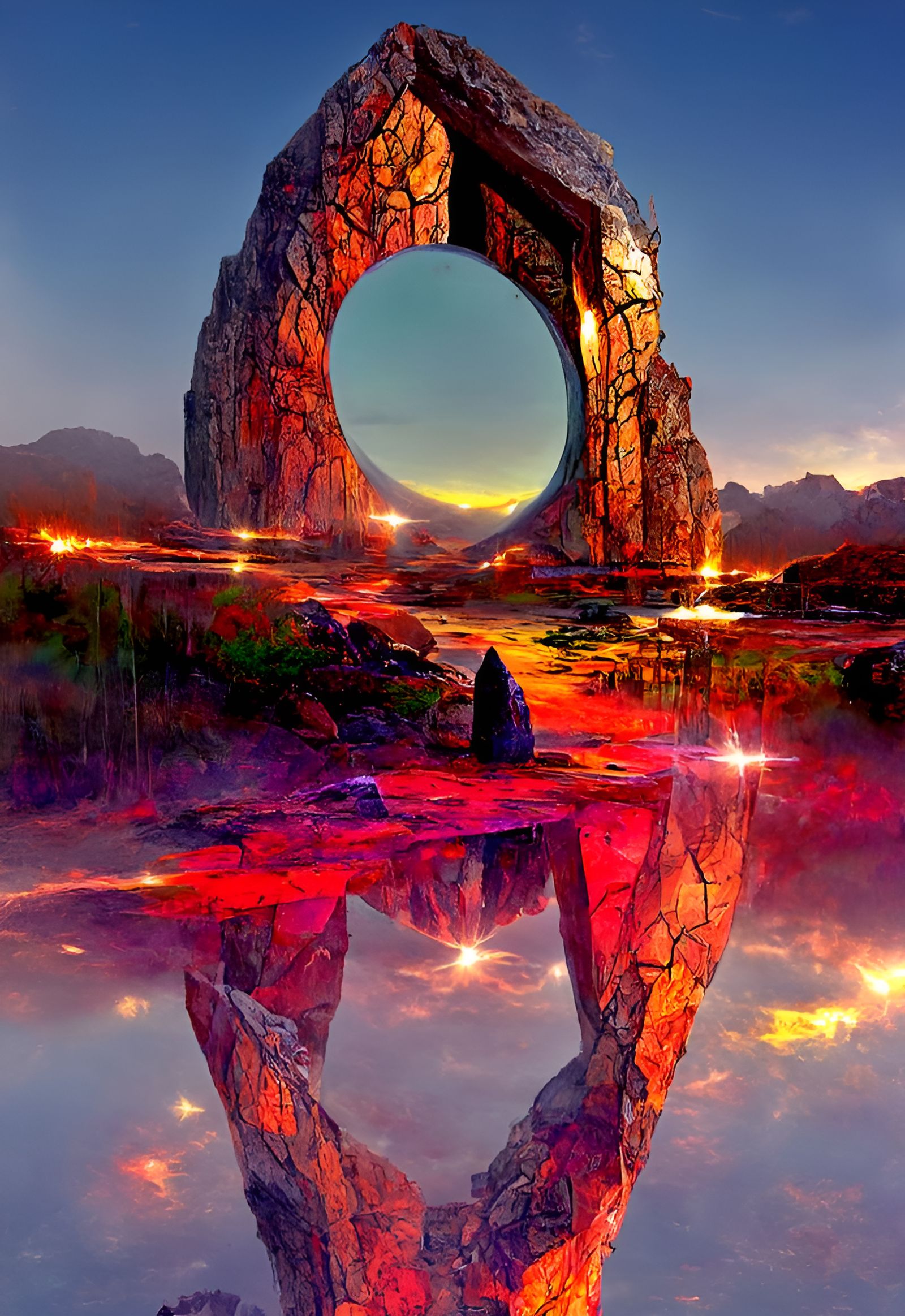 Mystical Portal in Rock Archway: Sci-Fi Fantasy