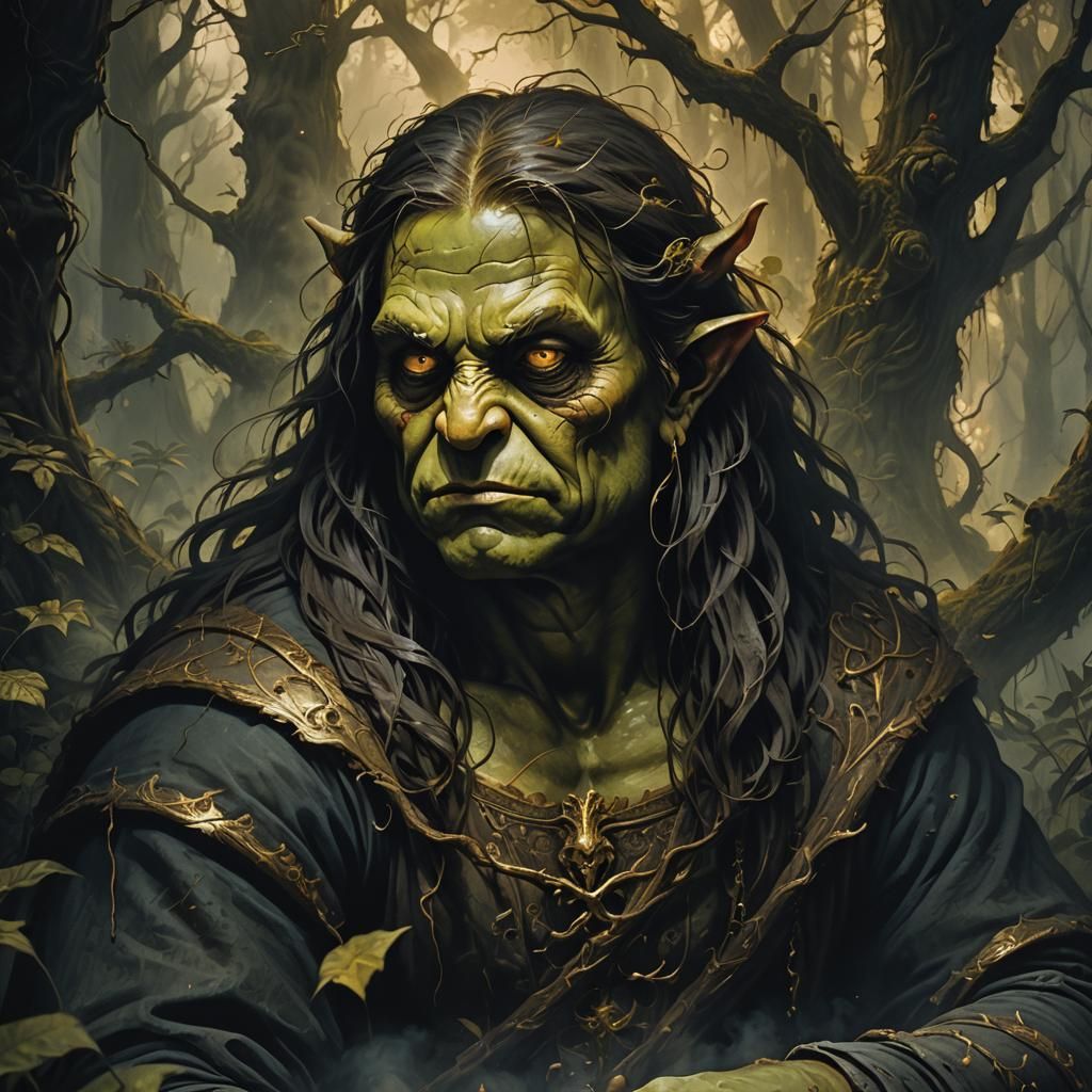 Ogre Mona Lisa Portrait in Baroque Dark Realism