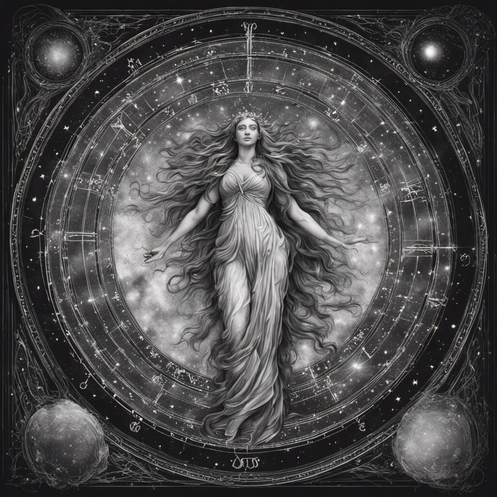 Virgo Zodiac Sign in Night Sky Drawing