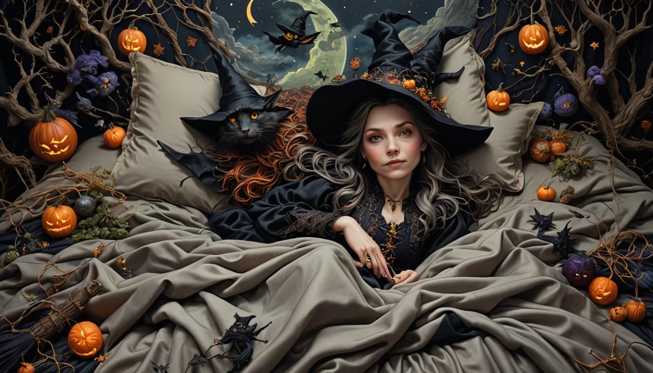Anthropomorphic Witch Resting: Photorealistic Fantasy Realis...