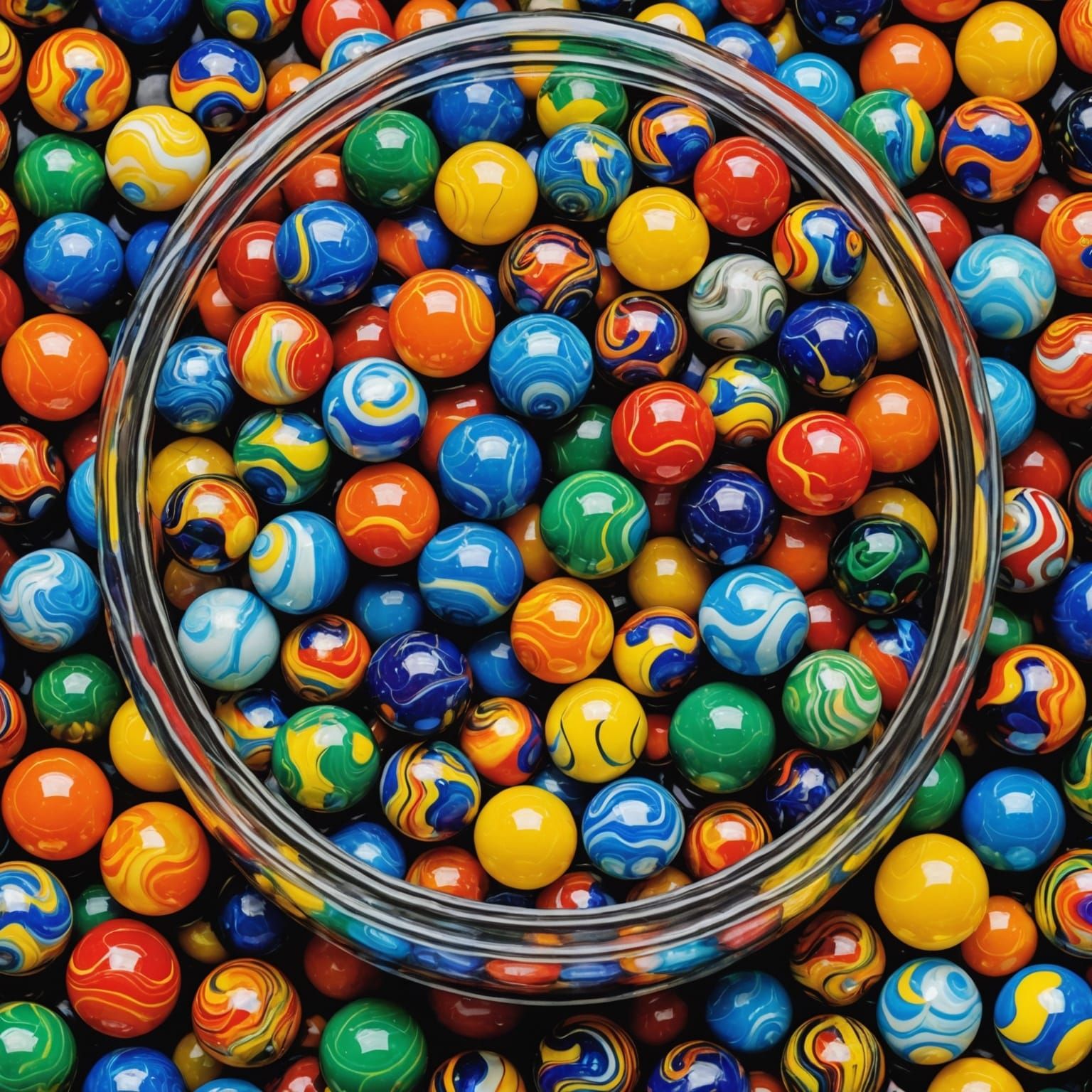 Psychedelic Jar of Colorful Marbles Illustration