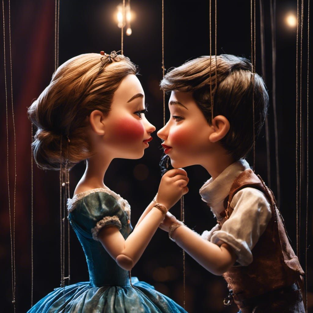 Princess Kisses Puppet in Disney-Pixar Style