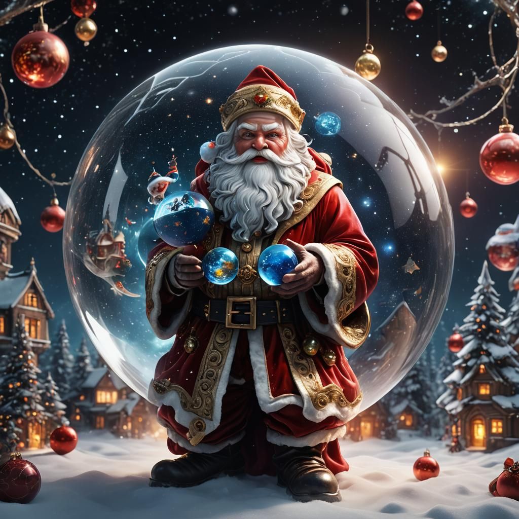 Sinister Santa Claus Holding World: Epic Fantasy Art