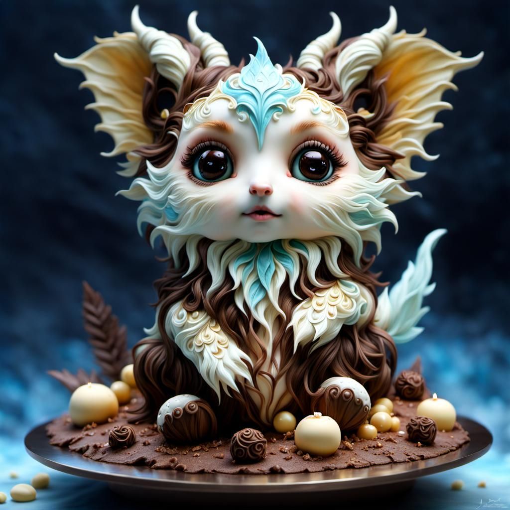 Fantasy Cake Creature Sculpture in Digital Art Style