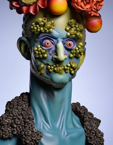 Zombie Punk Head Made of Fruit Gems