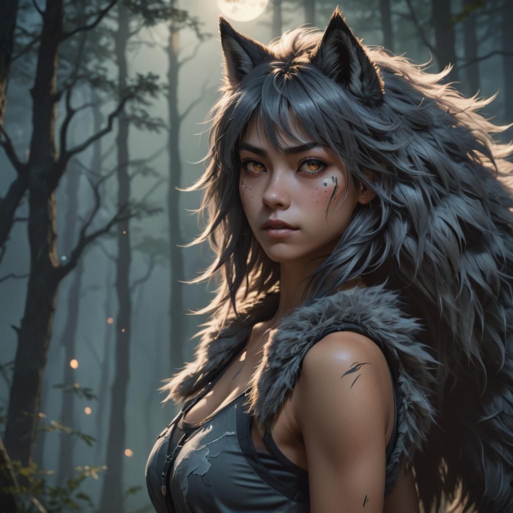 Teenage Werewolf Transformation in Anime Style