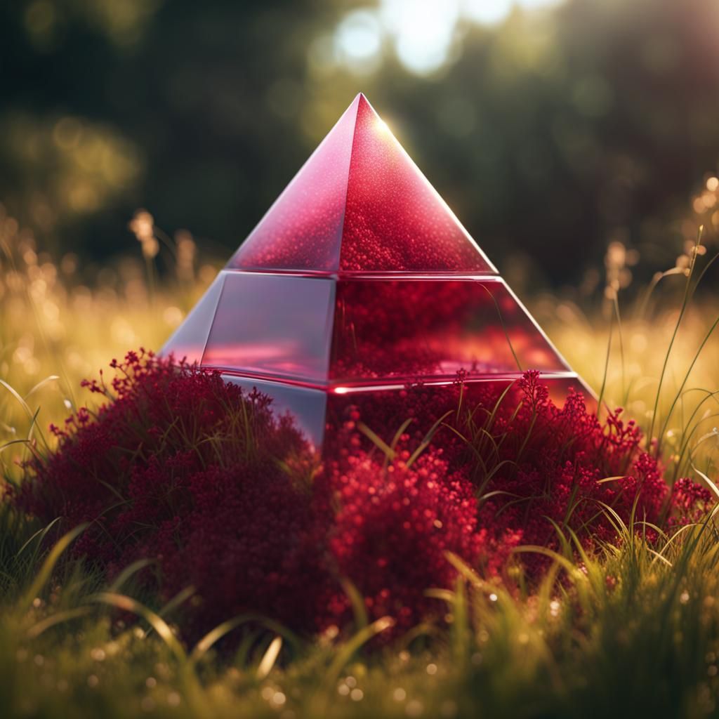 Happy Claret Pyramid in Grass: CGI Masterpiece