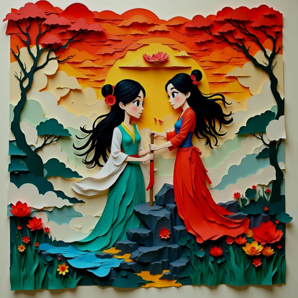 Mulan's Heroic Journey in Paper-Cut Animation