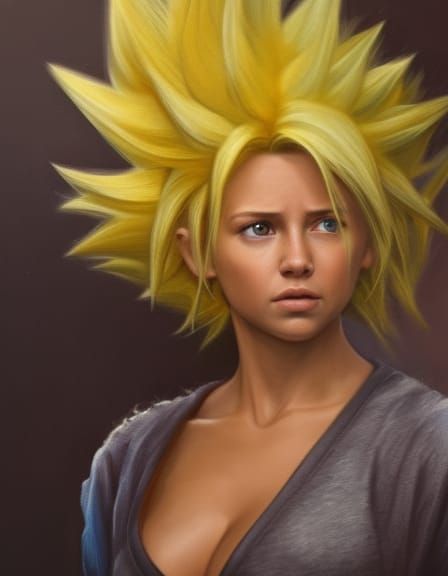 Hyperrealistic Super Saiyan Female in Combat