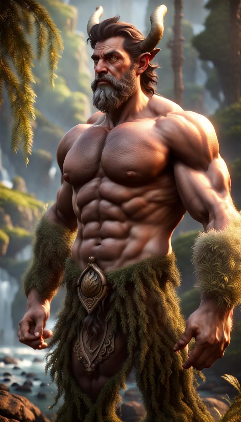 Ethereal Satyr Hermaphrodite in a Fantasy Landscape