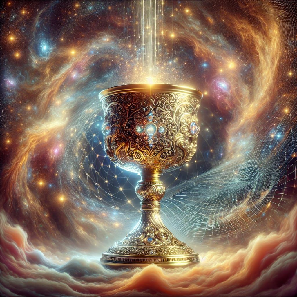 The Holy Grail in Cosmic Surrealist Style