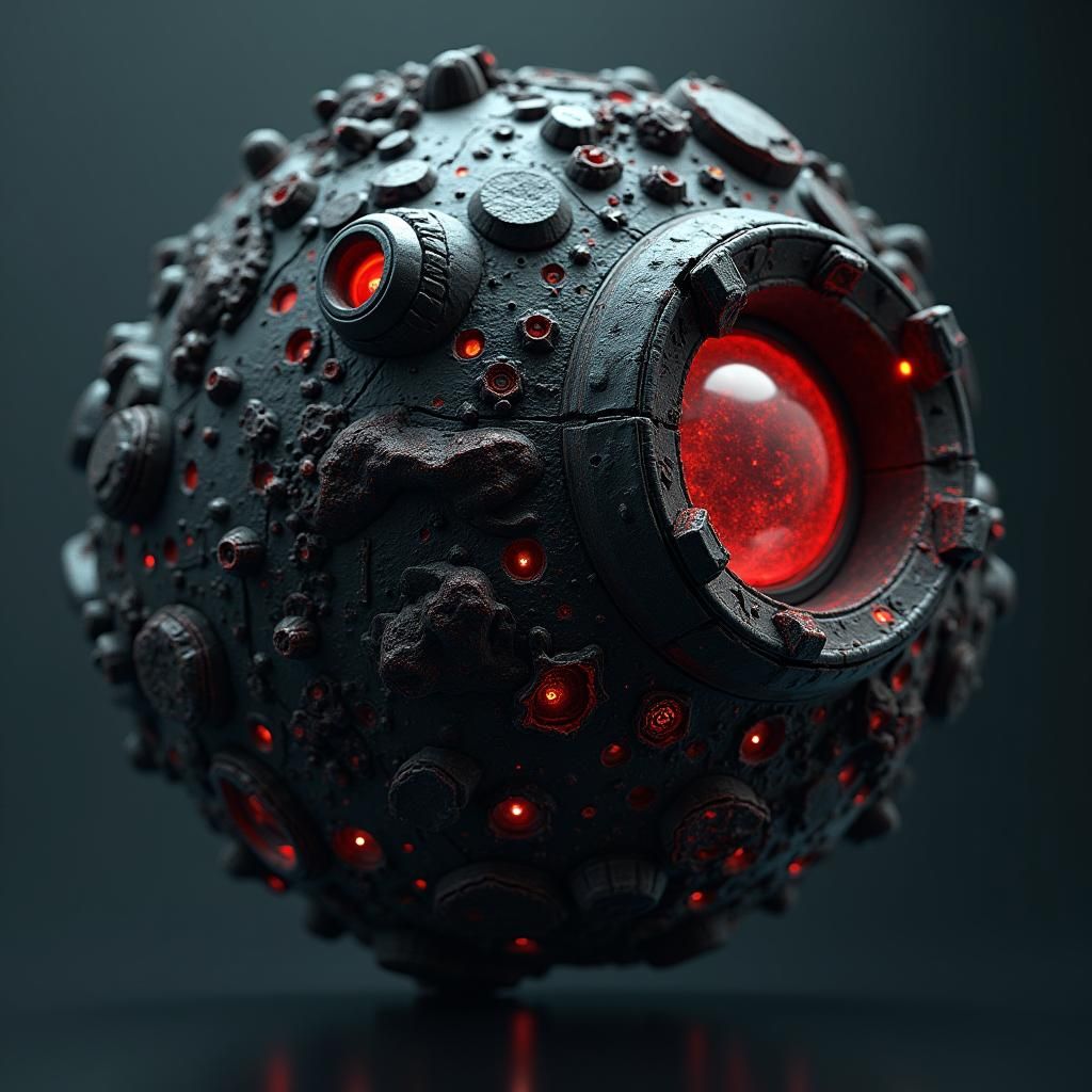 Dark Sci-Fi 3D Object in Motion