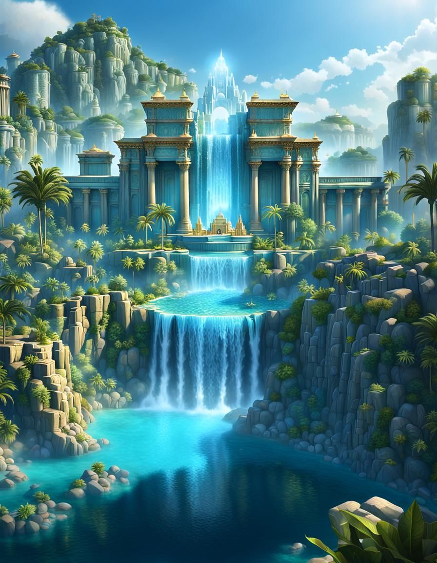 Detailed Atlantis Coastal City in Hyperrealism