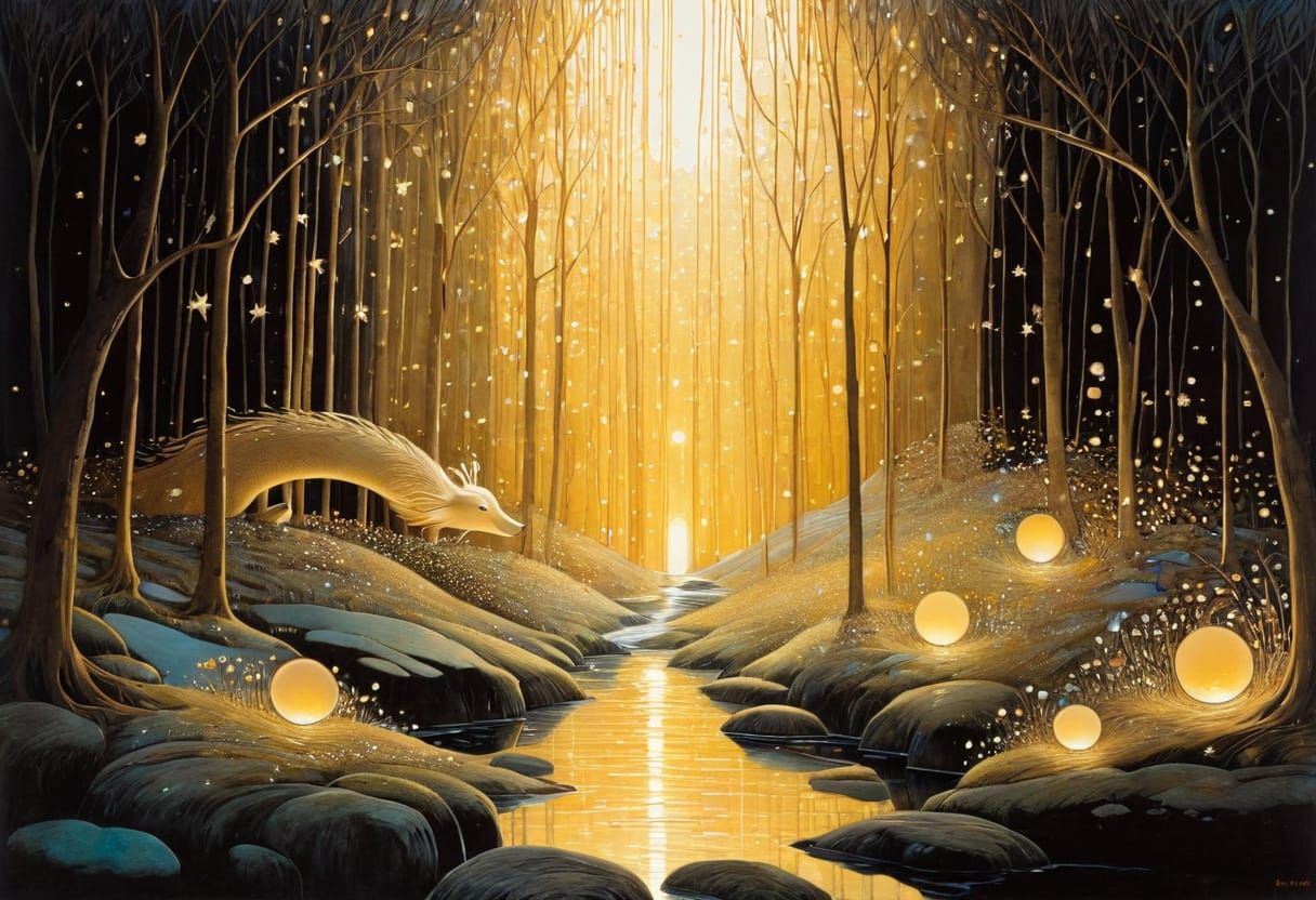 Dragon's Lair Filled with Magic and Starlight