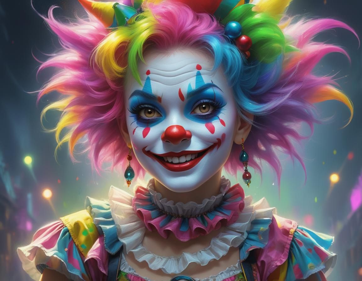 neon clown portrait